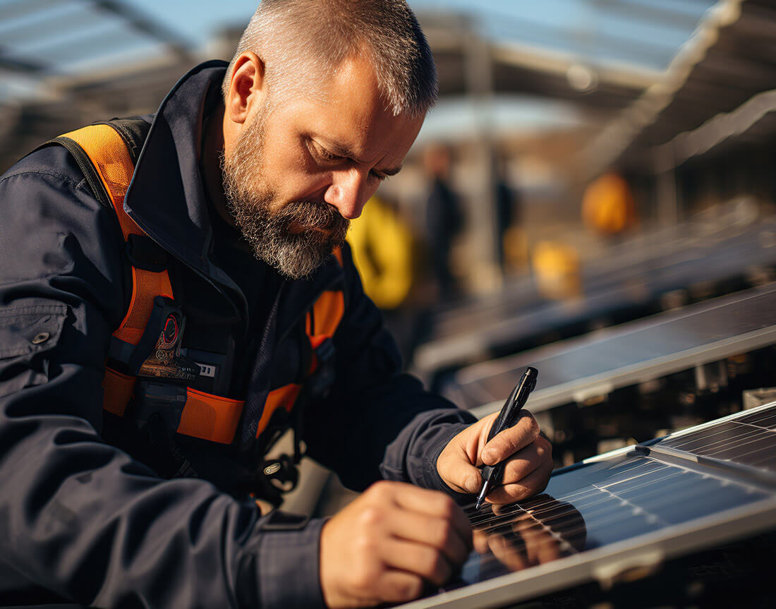 imagen de un ingeniero revisando la calidad de la instalación - Ruano energía